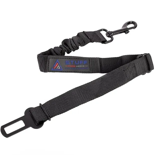 stuff from above® universal Hunde-Sicherheitsgurt für Auto längenverstellbar 50-80cm und Rückdämpfung - Hundegurt & Anschnallgurt verstellbar - sicherer Autogurt Hundeanschnaller für Hundgeschirr lang