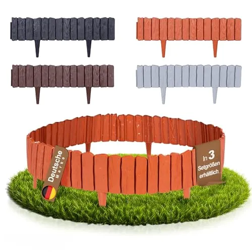 BooGardi Rasenkante Kunststoff Holzoptik 57cm x 12,5cm 5er Set - Dekorative Rasenkante in authentischer Holzoptik für eine stilvolle Beetumrandung. Wetterfester Kunststoff sorgt für Langlebigkeit und einfache Montage im Garten – ideal für flexible Begrenzungen von Beeten und Rasenflächen.