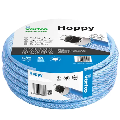 Gartenschlauch Universal Vartco Hoppy 1/2 30m - Gartenschlauch mit UV-Schutz und Anti-Algen-Beschichtung, ultra-flexibel und frostbeständig – ideal für den Außenbereich.