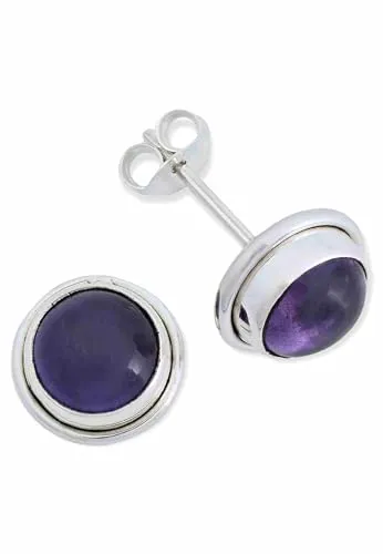 Ohrstecker 925 Silber Amethyst lila Stein Edelstein Ohrringe echt Silber Damen Sterling Silber Stecker Geschenk(MOS-043-01)