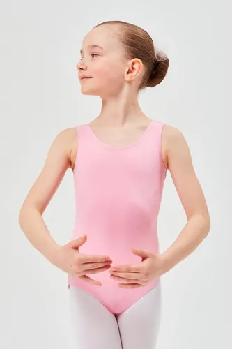tanzmuster Body Ballettbody Lissy aus weicher Baumwolle ärmelloses Trikot fürs Kinder Ballett