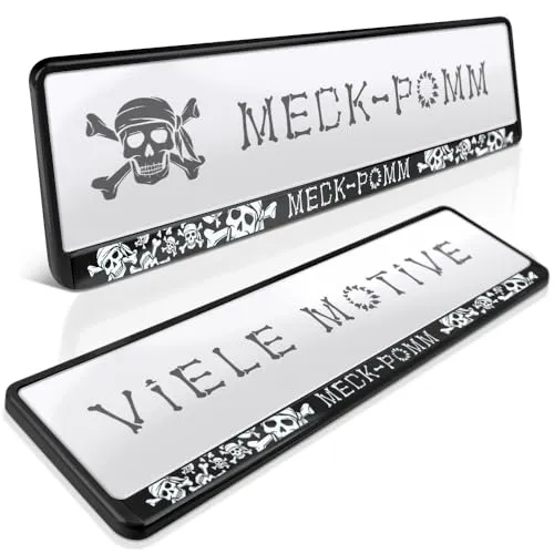schildEVO 2 Kennzeichenhalter | Mecklenburg-Vorpommern 07 | Skulls Totenköpfe | Meck-Pomm | Rostock | Schwerin | Rügen | Nummernschildhalter | Kennzeichenrahmen | Auto PKW Kfz | DHL-Versand