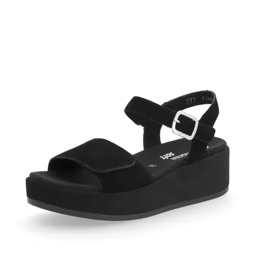 Remonte Damen Plateausandalen D1N50, Frauen Sandalen,lose Einlage,offene Schuhe,Strandschuhe,Plateausandaletten,Dicke Sohle,bequem,schwarz (00),37 EU