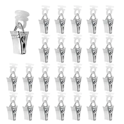 BuxiuGK 70 Stück Vorhang Klammern mit Rollen,Vorhang Clips Metall,Gardinenschienen Vorhanggleiter Vorhangklammern mit Rädern Gardinenröllchen für Schiene