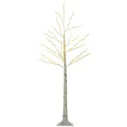 HOMCOM 150 cm Lichterbaum mit 120 LED-Lichtern - Künstlicher Birkenbaum mit 120 warmweißen LED-Lichtern in 3 Helligkeitsstufen. Ideal für Wohnzimmer, Partys und überdachte Balkone, schafft eine einladende Atmosphäre.