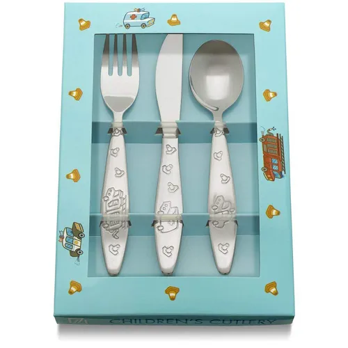 Kinderbesteck 'EINSATZFAHRZEUGE' Polizei Feuerwehr mit Gravur personalisiert