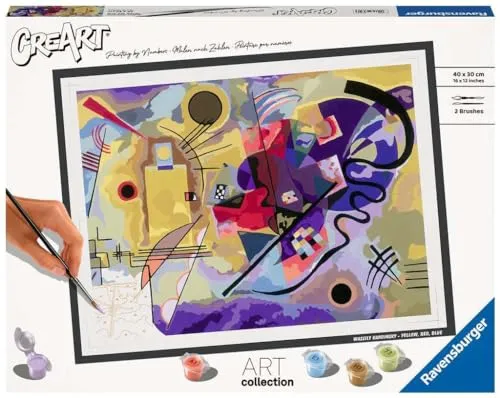 Ravensburger CreArt Malen nach Zahlen: Yellow, Red, Blue (Kandinsky) - Malen nach Zahlen Set für kreative Entspannung mit hochwertigem Motiv von Kandinsky. Ideal für jedes Alter, inklusive allem Zubehör für sofortigen Malspaß und einzigartigen Wandschmuck.