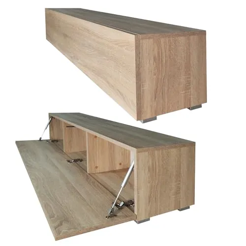 Milionmeblicom Fernsehtisch Fernsehschrank TV Verdeckter Griff mit Soft-Close Lowboard Hängeschrank- Hängend Oder Stehend für Wohnzimmer -Sonoma-Eiche Matt 30x160x30 HxBxT