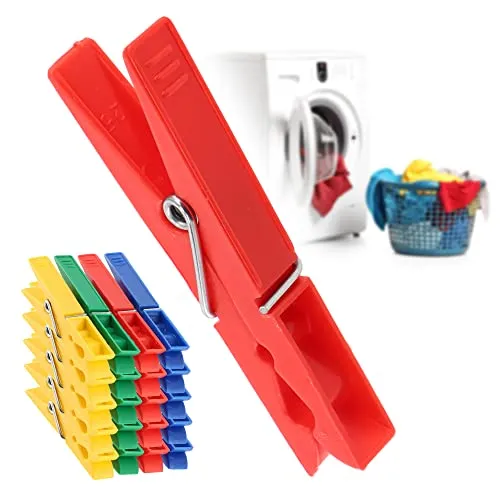KADAX Wäscheklammern, 20x Klammern aus robusten Kunststoff, Bunte Sockenklammern, Windfeste Klammern für Innen und Außenbereich (Grün-gelb-rot-blau)