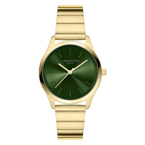 LIEBESKIND Damen Armbanduhr – Quarzuhr 33 mm – Rundes Gehäuse – Klassisches Design – Teilmattiertes Edelstahl- und Lederarmband – 5 ATM wasserdicht