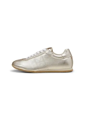 Sneaker MARC O'POLO aus edlem Rindleder, Damen, Gr. 38, silber - Stylischer Damen-Sneaker aus glänzendem Rindleder mit optimalem Grip dank zweifarbiger TR-Sohle. Hoher Komfort durch atmungsaktives Futter und gepolsterte Innensohle.