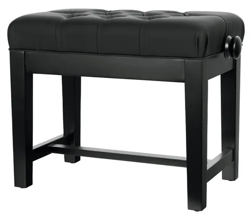 Classic Cantabile Pianobank Modell X Schwarz Matt - Zubehör für Tasteninstrumente, festverleimter Klavierhocker mit Chesterfield-Polster, höhenverstellbar und bis 200 kg belastbar – ideal für anspruchsvolle Pianisten.