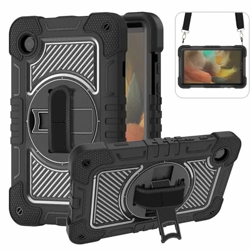 Samsung Galaxy Tab A9 360 Grad Aufstellbare Outdoor Tasche Schwarz - Zubehör für Tablet PCs - Robuste, aufstellbare 360 Grad Tasche mit Halteschlaufe, speziell für Samsung Galaxy Tab A9 gefertigt und schützt vor Kratzern und Schmutz.