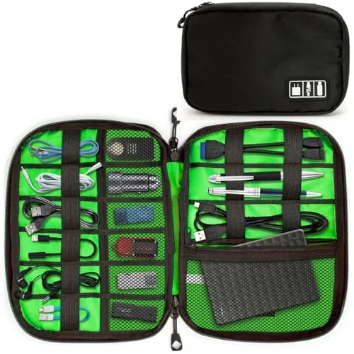 CampTeck U6748 Reise Kabel Organizer Tasche Elektronik Zubehör Tasche Aufbewahrungshülle für Ladekabel, Speicherkarten, Powerbanks, Eexterne Festplatten, USB Sticks, Stecker, usw. – Schwarz