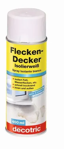 Decotric Flecken-Decker Isolier-Spray 400 ml - weiß - Isoliergrund & Sperrgrund, perfekte Lösung gegen Flecken und Durchschlagen von Farbe, ideal für Renovierungsprojekte.