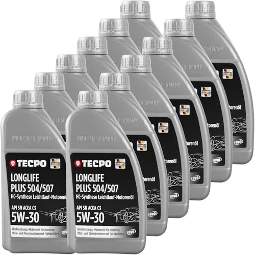 TECPO Motoröl 12 Liter 5W-30 LONGLIFE Plus HC Synthese ACEA C3 API SN / 504/507 / 229.31 229.51 / LL-04 C30