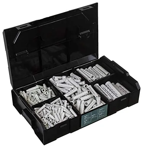 PARCO Turbo-Jet 3 Dübel Sortimentskoffer 440-teilig - 440-teiliges Dübel-Sortiment in robuster L-Boxx Mini, ideal für die Befestigung in verschiedenen Materialien. Praktisches Klick-System ermöglicht einfache Handhabung und Organisation für Werkstatt und Baustelle.