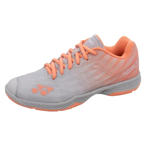 Yonex Badmintonschuhe Aerus Z 2 Damen - Grau/Orange, Größe 37 (6,5) - Leichte und bequeme Badmintonschuhe für schnelle Bewegungen. msLITE X Material bietet hohe Rückschnellkraft und optimiert die Beinarbeit. Ideal für lange Matches.