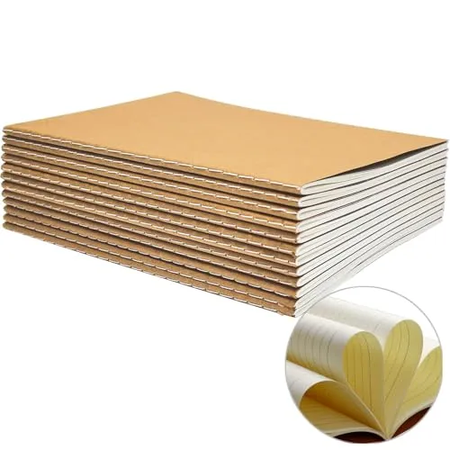 YBCPACK 12er Set Notizbücher A5 Liniert [21x14cm] - Kraftpapier, 60 Seiten pro Notizheft, Notizblock für Schule & Büro