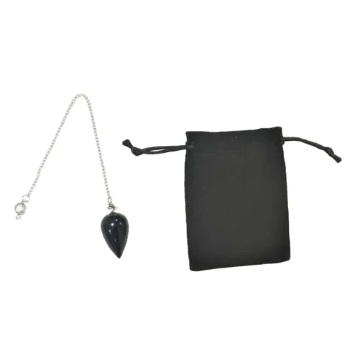 Divinatorisches Pendel mit Obsidian, Wassertropfenform, Pendel, Wünschelrute, Pendel, Naturstein, Vintage Kristall Pendel für Radiästhesie, Pendel Chakra Reiki Wahrsagerei (Obsidian)