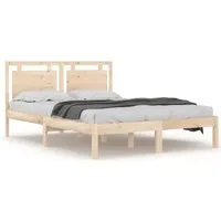 vidaXL Massivholzbett 150x200 cm - Stilvolles Kiefernholzbett, ideal für ein gemütliches Schlafzimmer. Mit stabilem Kopfteil und Sperrholzlatten für optimalen Schlafkomfort. Matratze nicht enthalten.