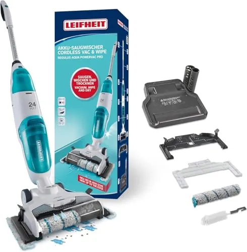Set Akku-Saugwischer Regulus Aqua PowerVac - Akku-Staubsauger und Wischsauger in einem, mit 24 V Li-Ion Akku für 22 Minuten Laufzeit und Selbstreinigungsfunktion