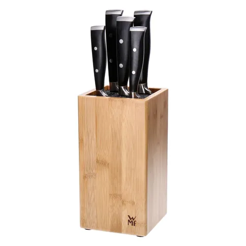 WMF Messerblock Grand Class (6-teilig) - Geschmiedete Messer im stilvollen Bambus-Block - Messerblock mit 5 hochwertigen, geschmiedeten Messern aus Stahl, ideal für präzises Schneiden. Der elegante Bambus-Block sorgt für eine ansprechende Aufbewahrung in jeder Küche.