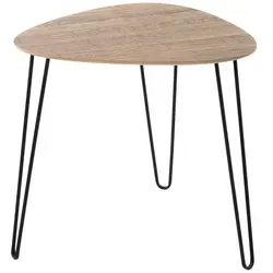 Beistelltisch in Eiche/Schwarz - Modern und filigran - Couchtisch aus Akazienholz und schwarzem Metall, ca. 40 x 43 x 40 cm, mit einer Tragkraft von 7 kg. Ideal für moderne Wohnräume und perfekt kombinierbar mit stilvoller Deko.