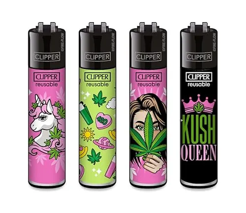 Clipper Feuerzeug 4er Set: (420 Girly) von sunmondo