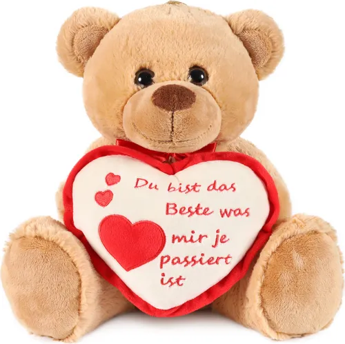 BRUBAKER Teddy Plüschbär mit Herz Rot Beige - Du bist das Beste was Mir je ... - 35 cm - Teddybär Plüschteddy Kuscheltier Schmusetier - Braun Hellbraun