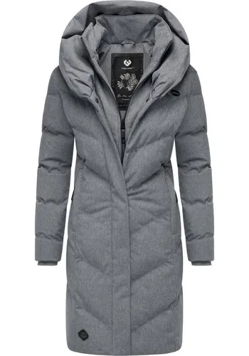 Ragwear Damen Wintermantel Natalka - Warmer Steppmantel lang und wasserdicht mit Kapuze - Funktionsjacken: Stylischer, veganer Winterparka mit 4.000mm Wassersäule, perfekt für kalte Tage und ein echter Figurschmeichler!
