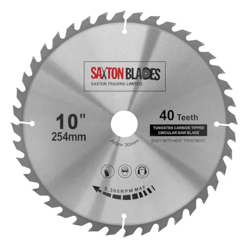 TCT25440T Saxton TCT Kreissägeblatt 254 mm x 30 mm Bohrung x 40 T kompatibel mit Bosch Makita Dewalt