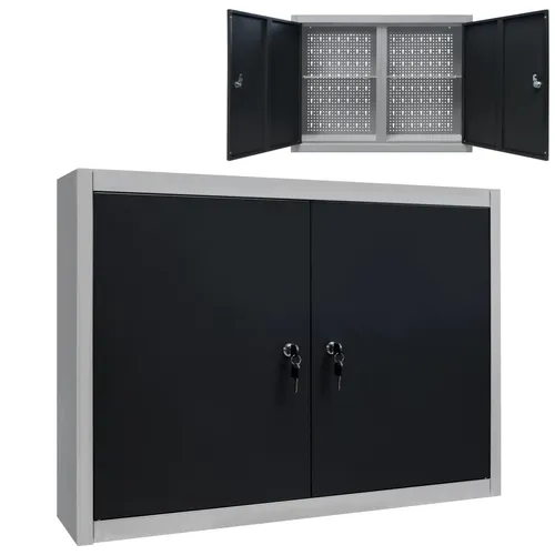 vidaXL Wand-Werkzeugschrank Industrie-Stil - Werkstatteinrichtung mit industriellem Design, höhenverstellbaren Fachböden und abschließbaren Türen für sichere Werkzeugaufbewahrung.