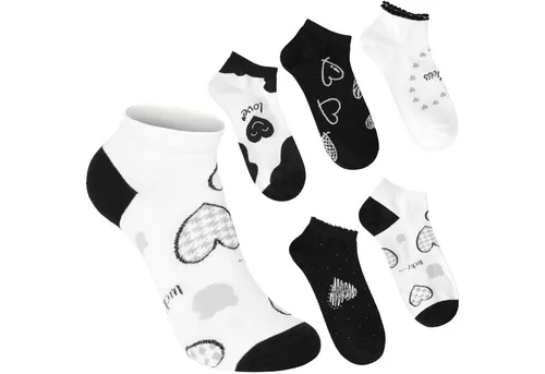 BRUBAKER Socken Lustige Damensocken - Lucky Love (Knöchelsocken mit Herzen, 5-Paar, Kuschelsocken Geschenk Set für Frauen mit Herzmotiven) Kurze Sneakersocken mit Baumwolle - Weich und Kuschelig