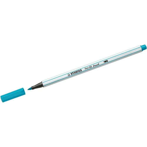 STABILO - Premium-Filzstift mit Pinselspitze für variable Strichstärken - Pen 68 brush - 10er Pack - hellblau