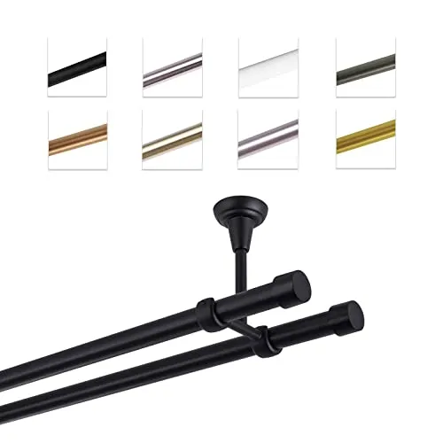 MDEKOR Gardinenstange 320 cm 2-läufig in schwarz von MDEKOR