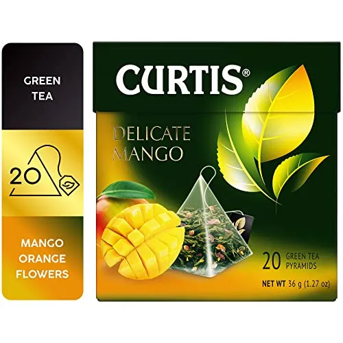 Curtis Grüner Tee Delikate Mango – 20 Pyramidenbeutel - Erleben Sie den fruchtigen Geschmack von Mango in diesem hochwertigen grünen Tee. Die Pyramidenbeutel sorgen für ein intensives Aroma und ein besonderes Teeerlebnis.