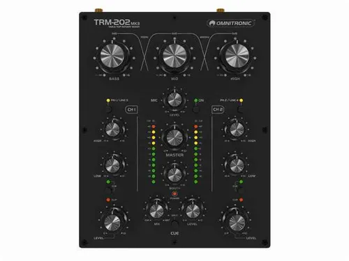 Omnitronic TRM-202MK3 2-Kanal Rotary-Mixer - Mixer mit 2 Kanälen und präziser Regelung für DJs, ideal für kreative Live-Performances.