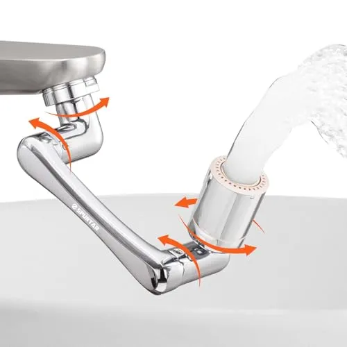 Spurtar Wasserhahn Aufsatz Drehbarer Wasserhahn Verlängerung Schwenkbar | 1440° Schwenkbarer Wassersparer Küche Sieb Wasserspareinsatz Verlängerungshahn für M20 M22 M24 FM20 FM22 FM24, Silber