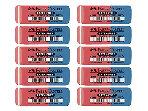 FABER-CASTELL 205001 - Radierer Latex-free, Tinte/Blei 187040, 10 Stück Mehrfarbig