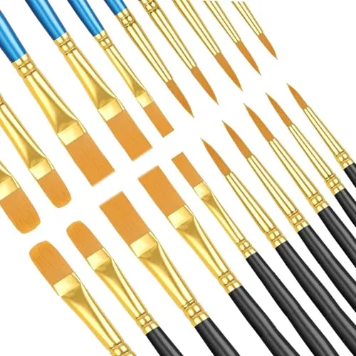 Künstlerpinsel, 20 Stück Pinselset, Nylonpinselset Acrylfarben Kunstpinsel,Pinselset-Malen für Aquarell,für Künstler, Erwachsene und Kinder-Blau&Schwarz
