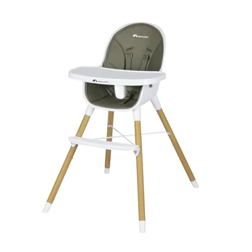 Bebeconfort Avista Babyhochstuhl, mit Polsterung und Tablett, ab 6 Monaten, Tragkraft 30 kg, Mineral Green