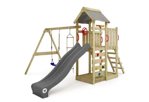 Spielturm Klettergerüst MultiFlyer mit Schaukel & Rutsche – Wickey - Schaukeln und Klettern im eigenen Garten: Der MultiFlyer bietet eine Rutsche, Schaukel, großen Sandkasten und ist dank stabiler Bauweise und 10 Jahre Garantie besonders sicher.
