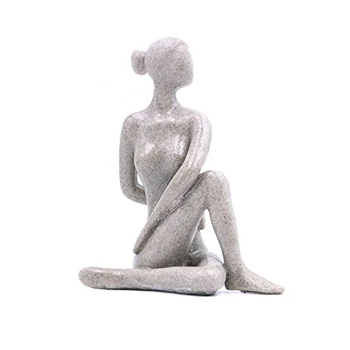 ANCLLO Statuen, Skulpturen, Statuetten, kreatives Kunstharz, seitlich, Gebet, Yoga, Mädchen, Sammelfiguren, Sammlerstück für Innenbereich, Wohnzimmer, Büro, Heimdekoration #12165