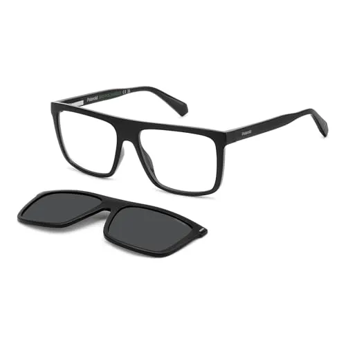 POLAROID Herren PLD 6230/Cs Sonnenbrille, schwarz, 56/16/140 - Sportbrille mit innovativem Clip-On-System für zusätzlichen UV-Schutz und stilvolles Design, ideal für aktive Männer.
