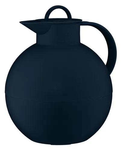 alfi KUGEL 0,94l, dark blue mat, Kunststoff-Isolierkanne mit hygienischem Hartglaseinsatz, Drehverschluss, Designerstück, kugelförmige Thermokanne, ideal als Kaffeekanne, Teekanne, BPA-frei