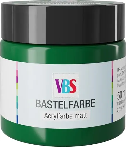 VBS Bastelfarbe 50 ml wasserfest lichtecht geruchsneutral lösungsmittelfrei hochpigmentiert matt Malfarbe Malen Farbe Farben Dunkelgrün
