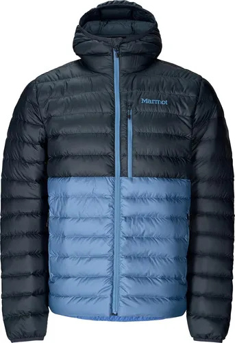 Marmot Herren Highlander Hoodie Jacke XL - Blau - Leichte Daunenjacke mit schmaler Steppung und 700 cuin Bauschkraft, ideal für kühle Tage und vielseitige Outdoor-Aktivitäten.