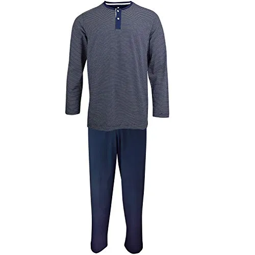 TOM TAILOR Pyjama Nebraska (2 tlg) - Herren-Nachtwäsche in blau mit cooler Ringel-Optik, aus 100% atmungsaktiver Baumwolle für höchsten Komfort und einen entspannten Schlaf.