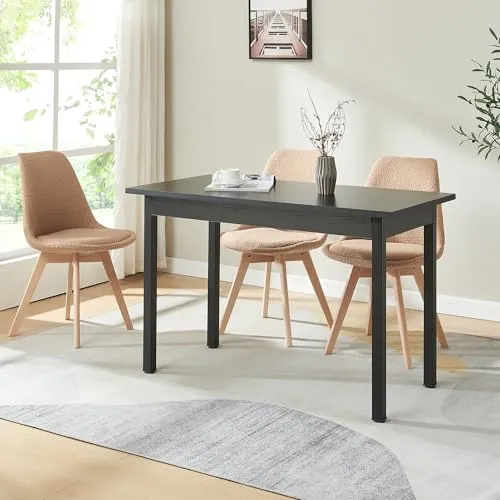 Moderner Esstisch 'Den HAAG' Schwarz 120x60cm für 4 Personen - Esszimmertisch in stilvollem Schwarz, ideal für bis zu vier Personen. Robuste MDF-Tischplatte und pulverbeschichtete Stahlbeine garantieren Langlebigkeit und Qualität.